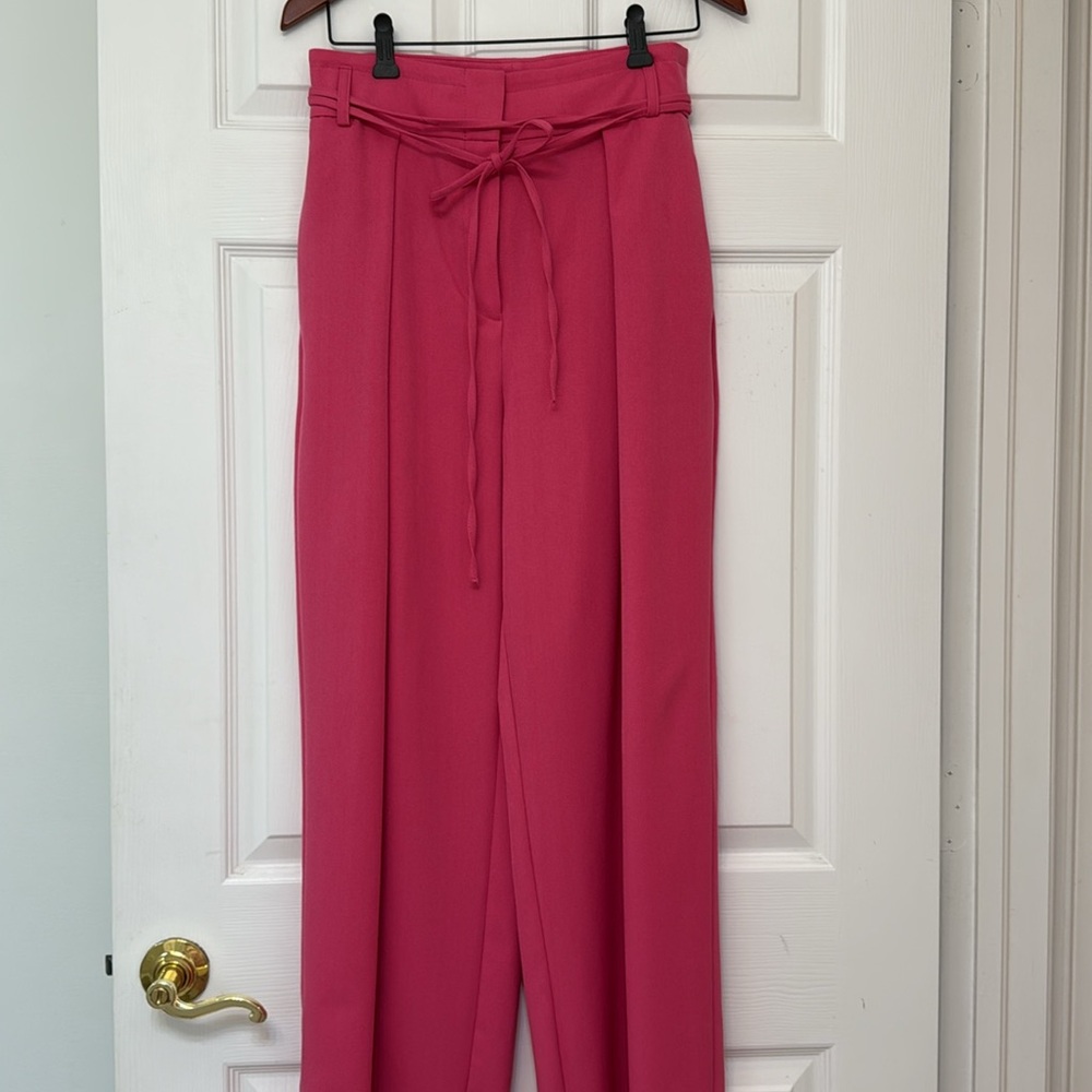 River Island Pink High Waist Wide Leg Pleated Pants - Picture 6 of 12